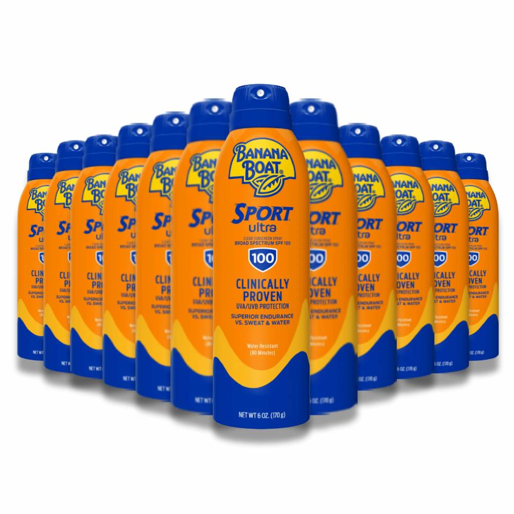 Banana Boat - Sport Ultra, Broad Spectrum Sunscreen Spray, SPF 100 - 6 Oz - 12 Pack